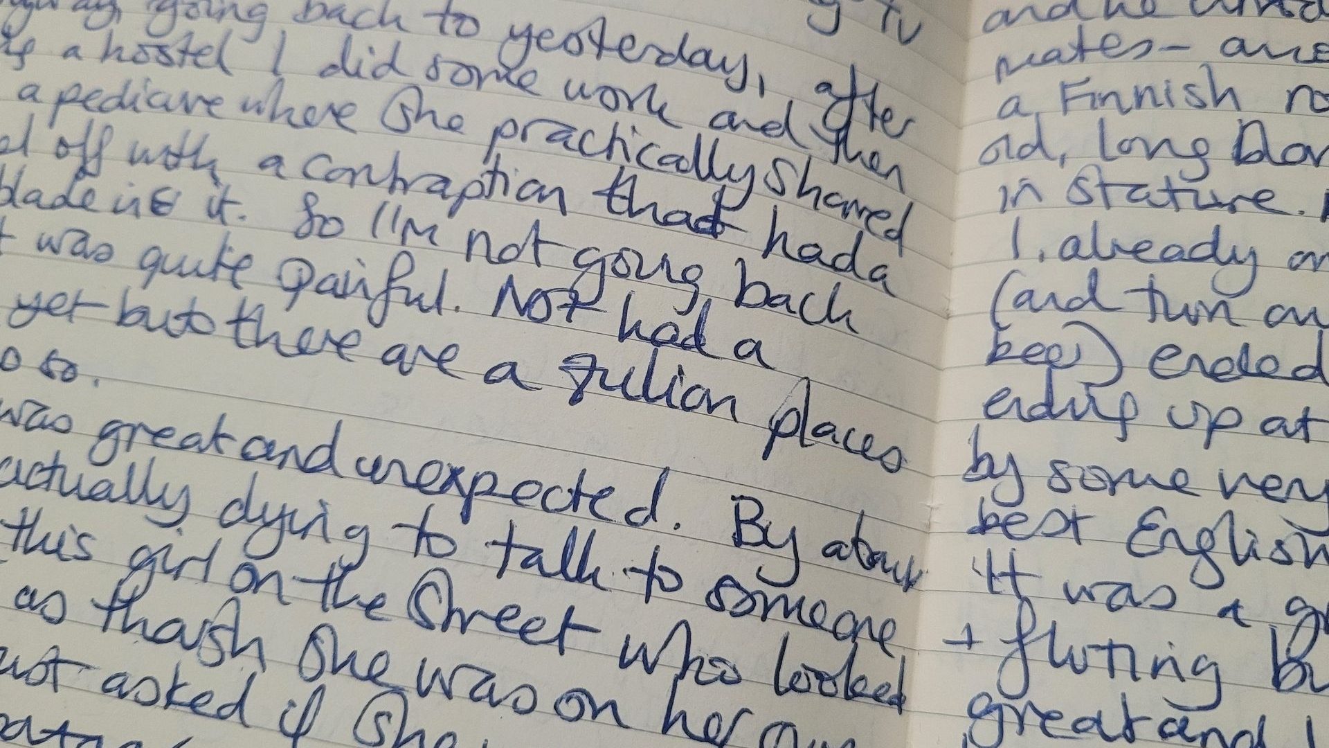 A close-up of a handwritten diary entry