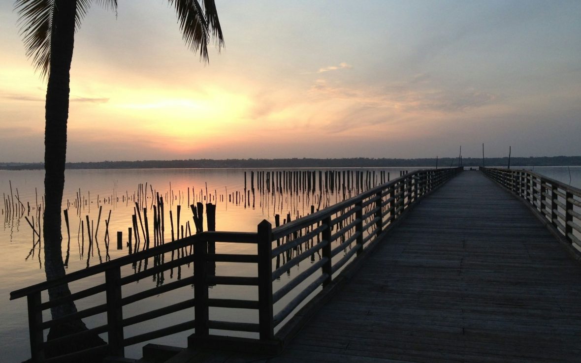 A sunset view over a road in Benin