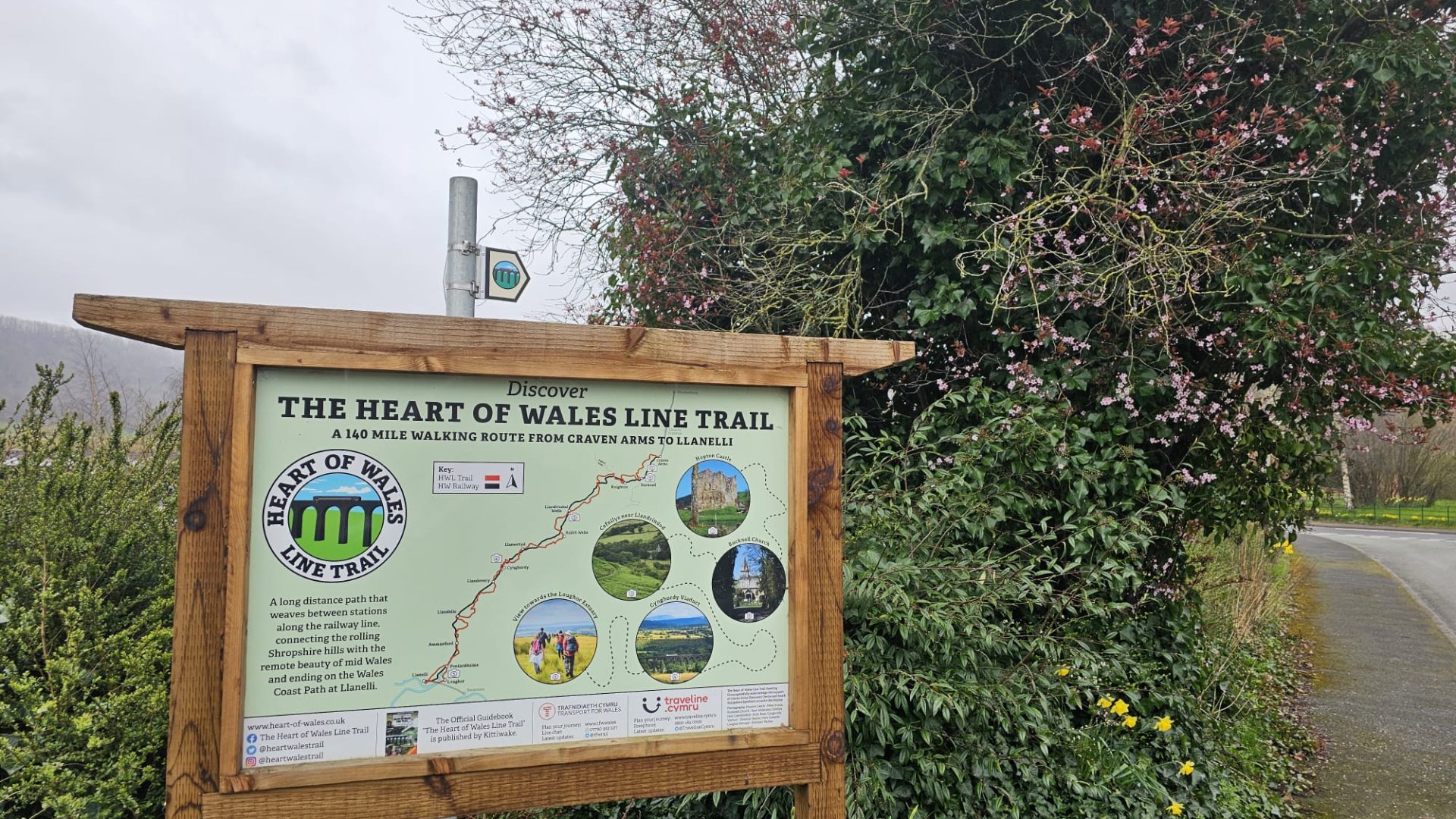 A information board showing the route of the Heart of Wales Line