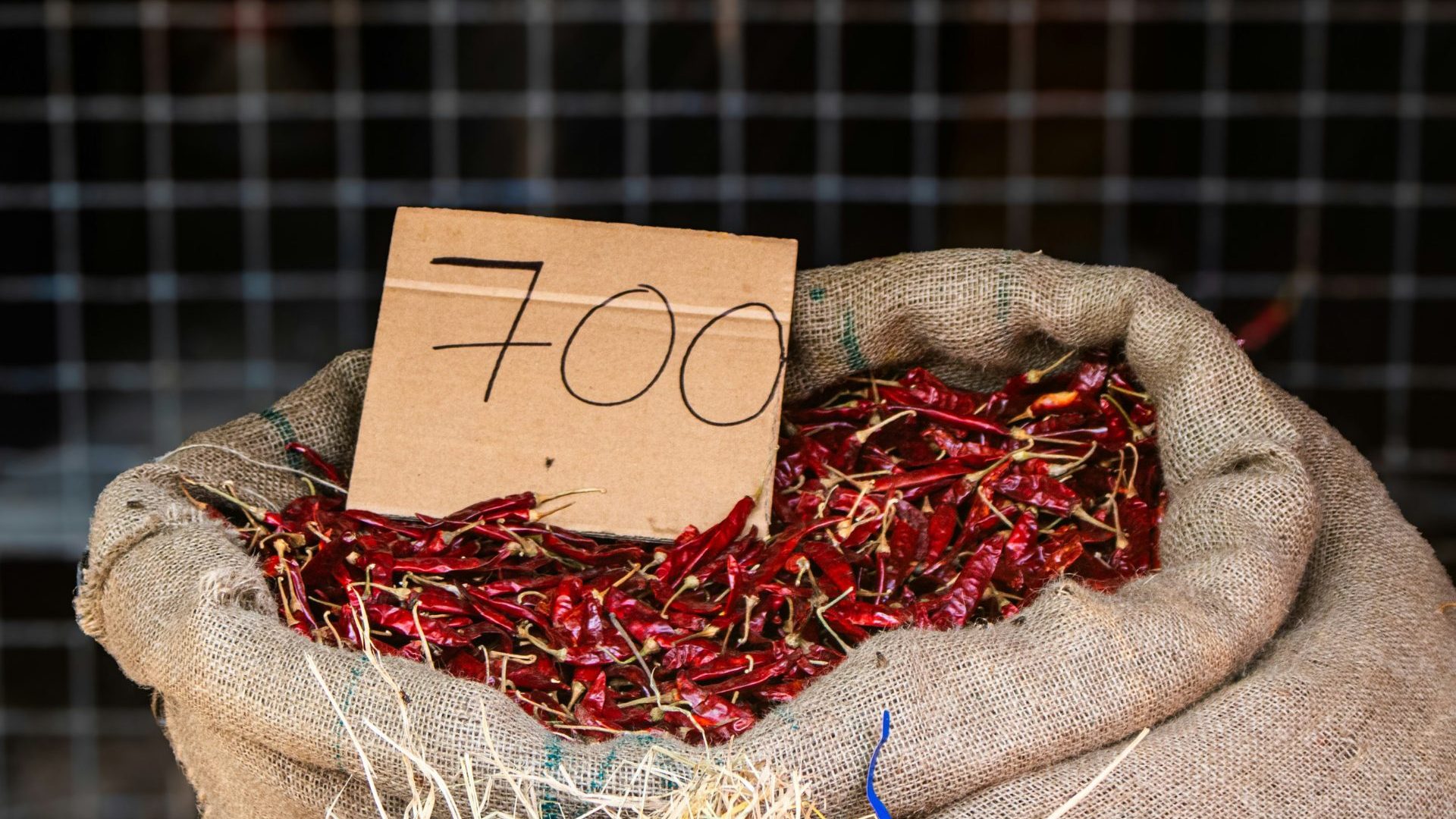 Brown bag of dried red chillies