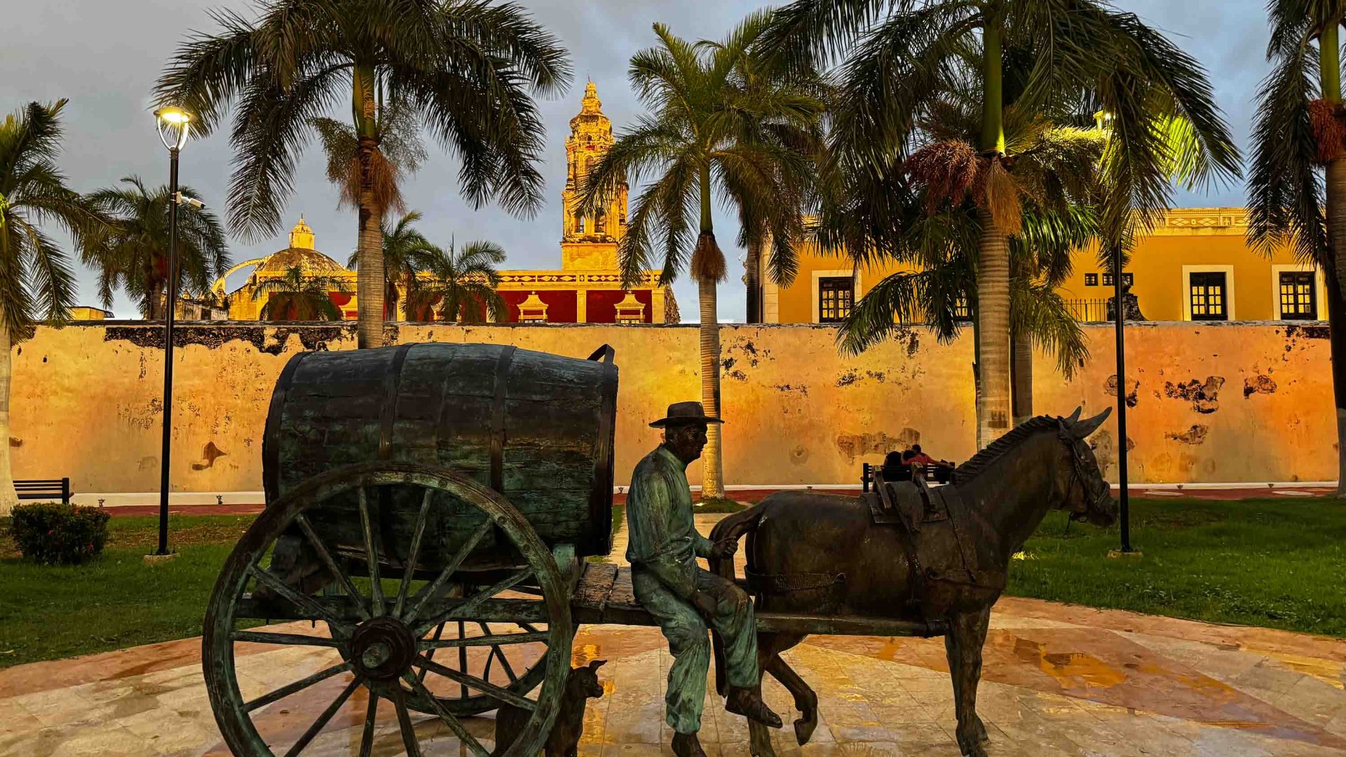 A statue of a man and horse.