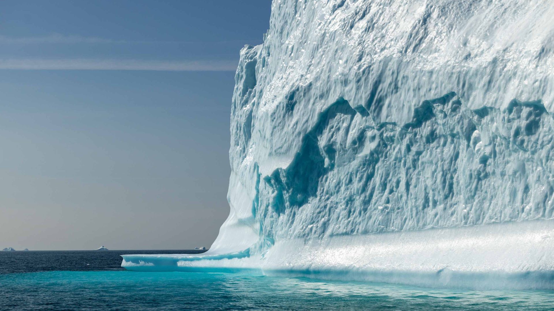 An iceberg in the sea.