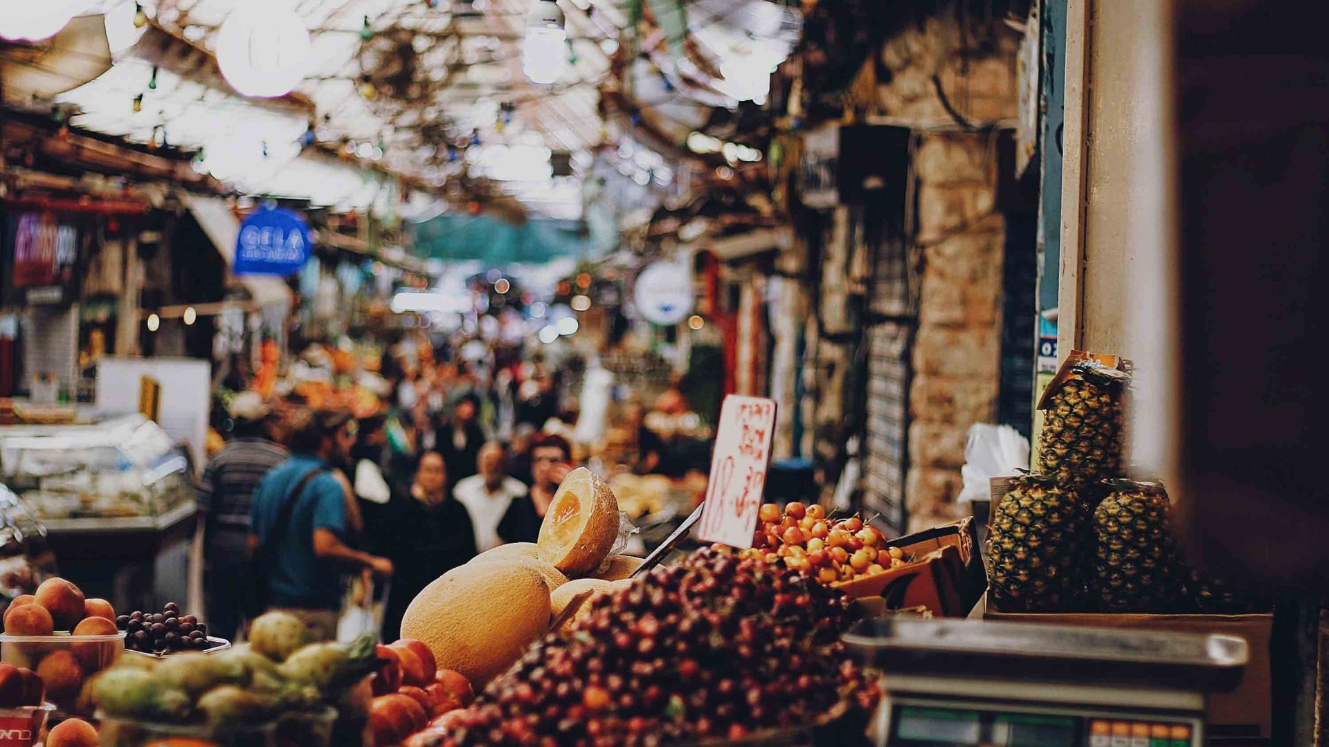 A market with fresh produce.