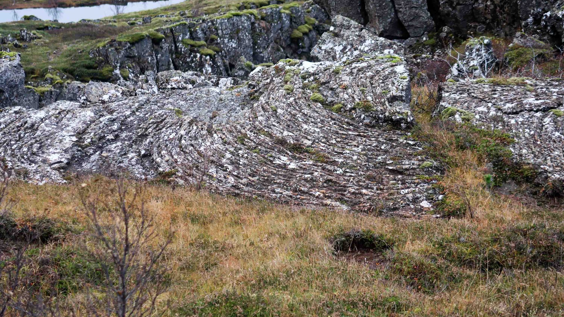 Rock on the ground forms patterns.