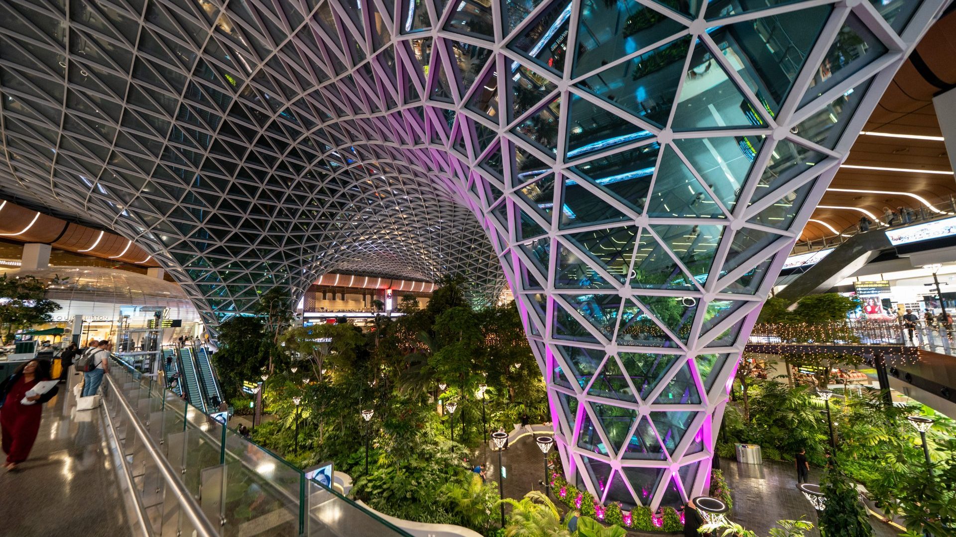 A tropical garden inside airport.