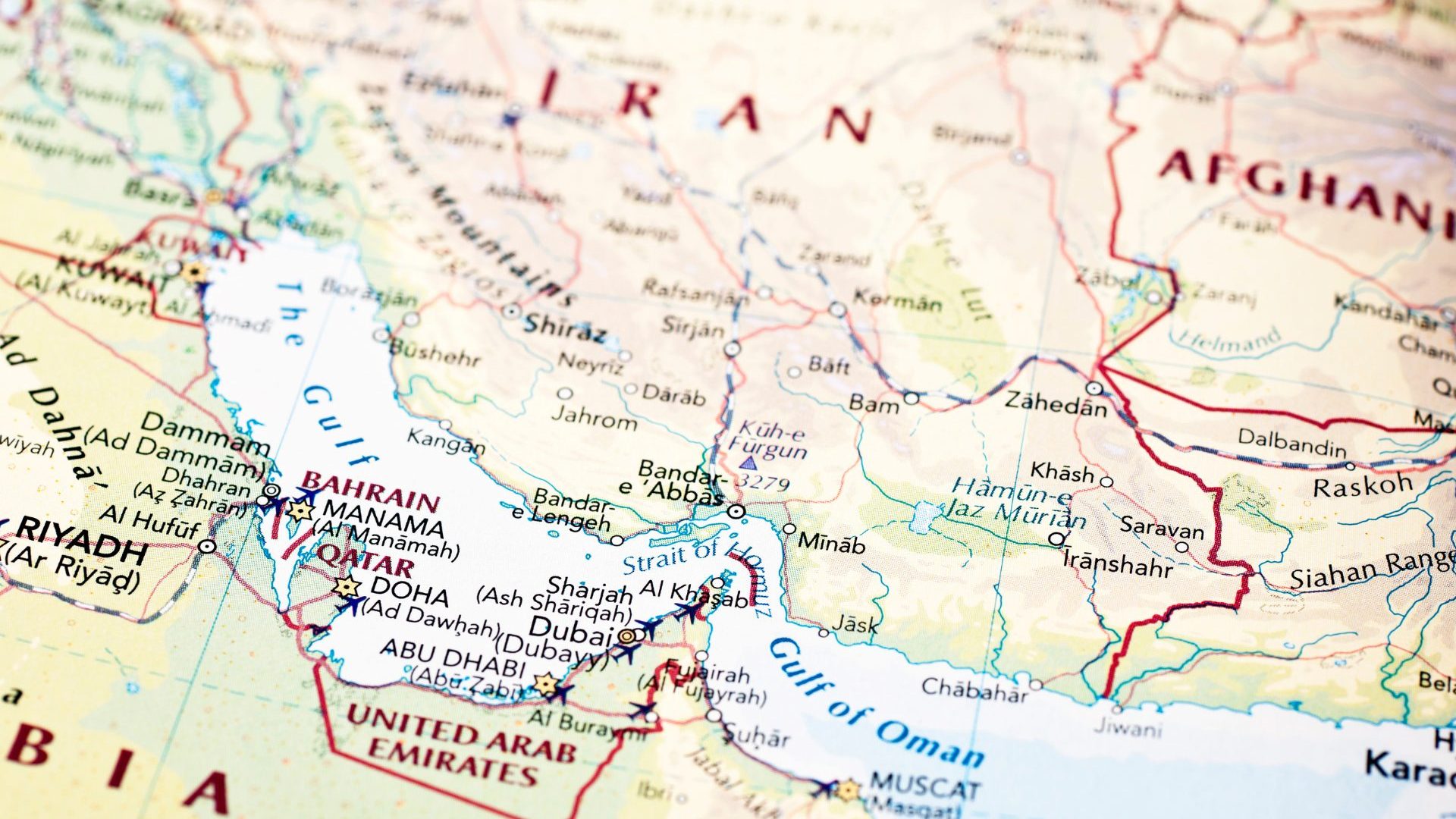Illustrated map of Strait of Hormuz