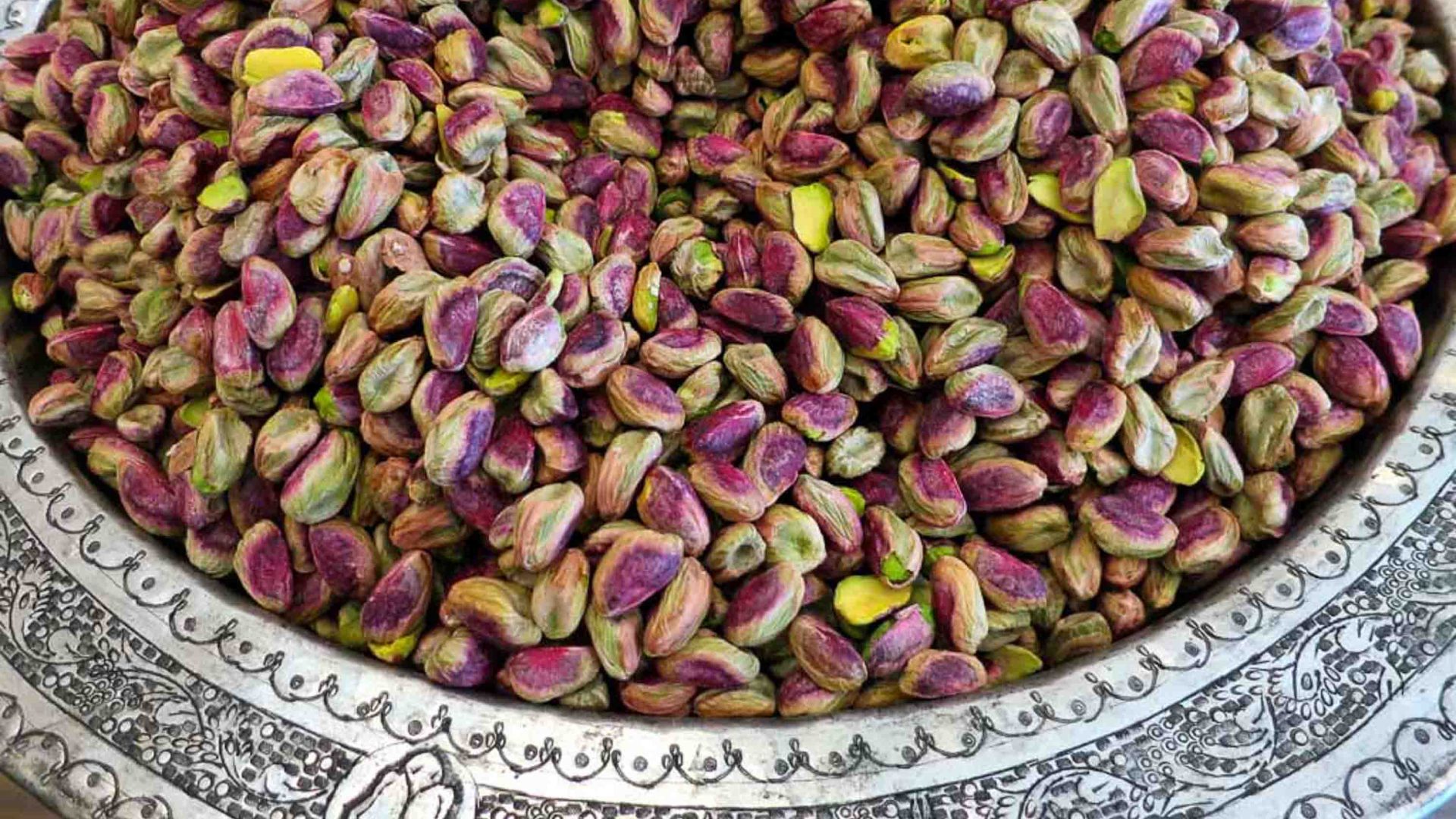 A bowl of Pistachios.