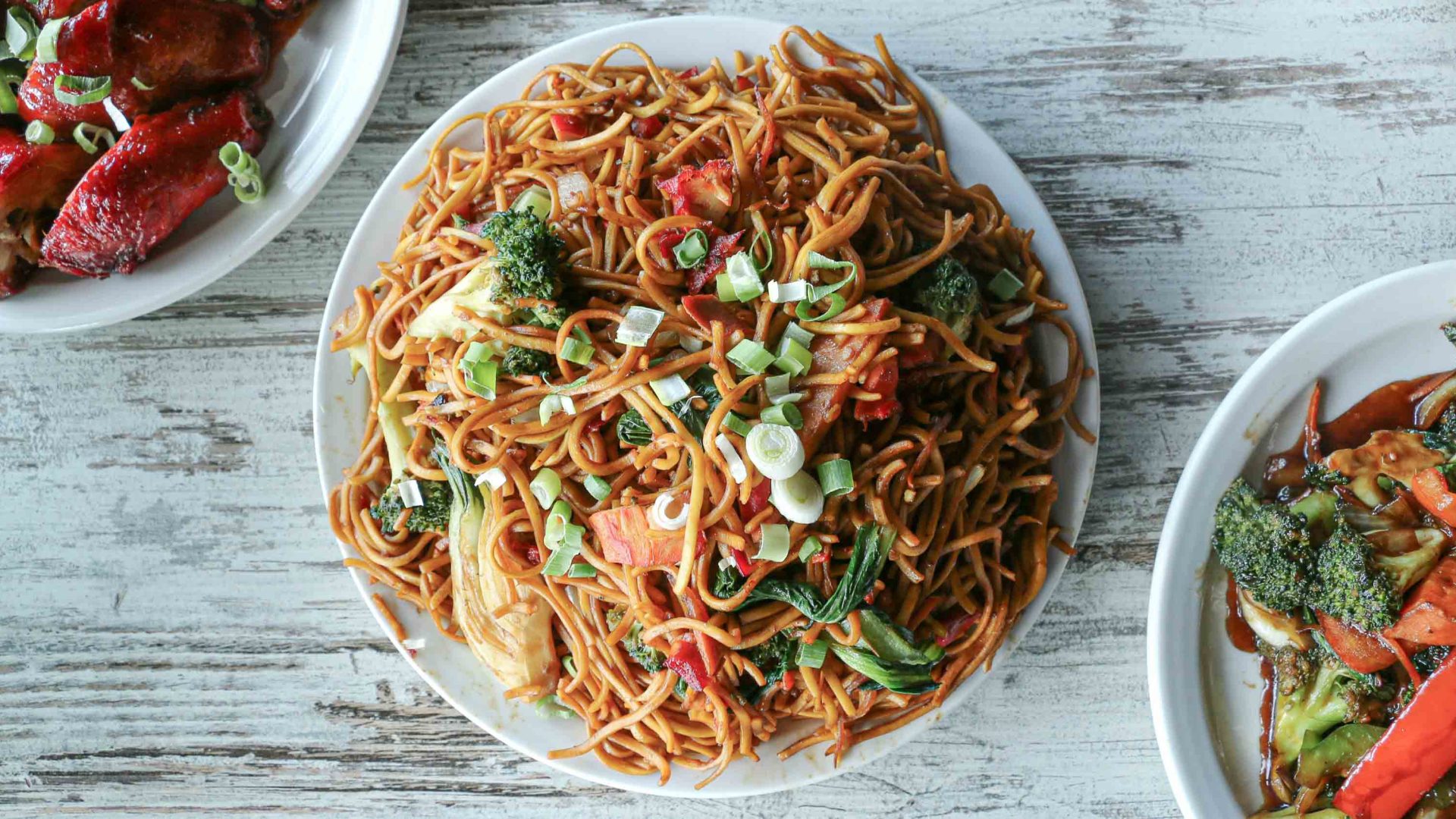 A plate of chow mein - a noodle dish.