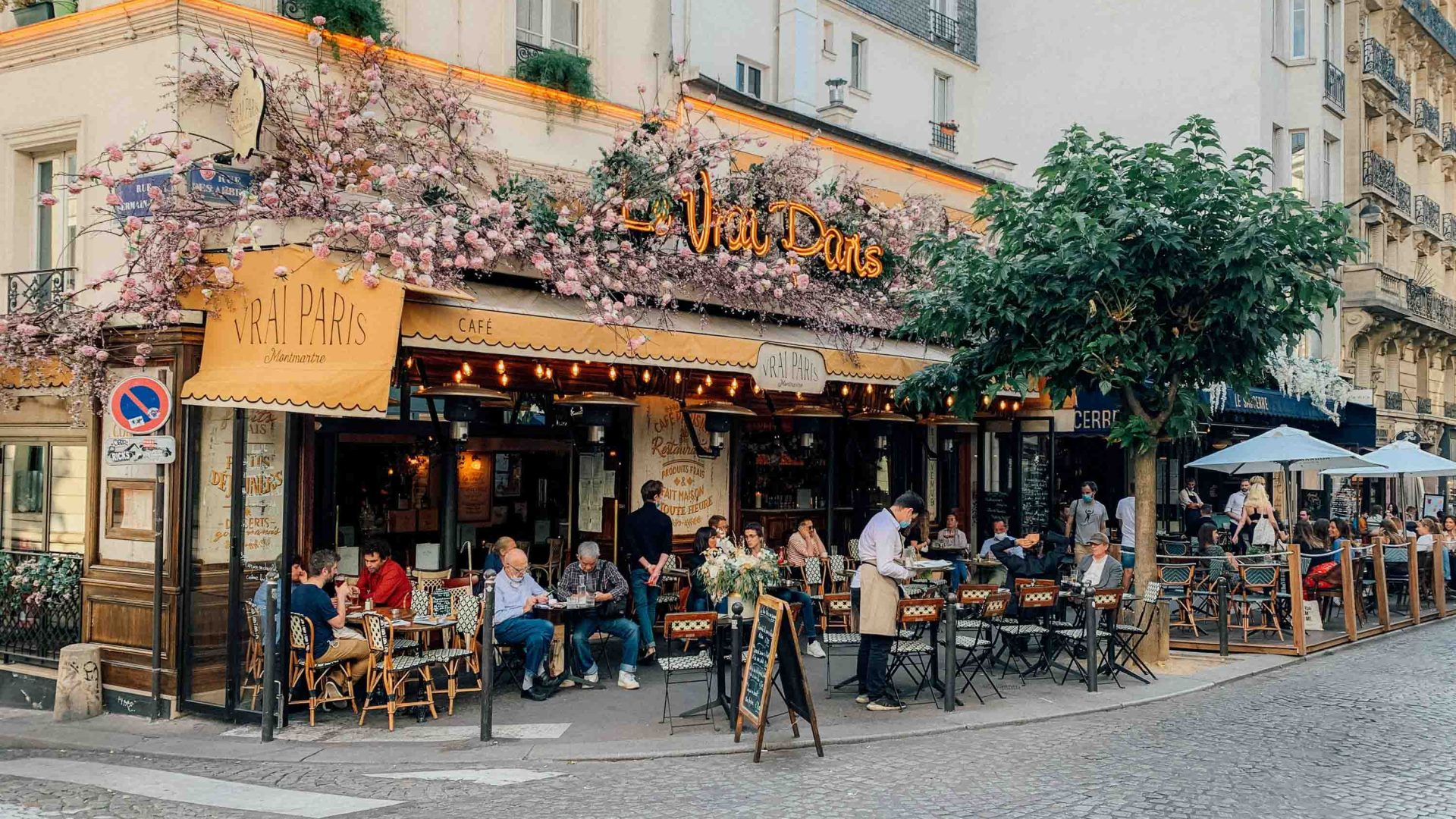 People at a restaurant in Paris.